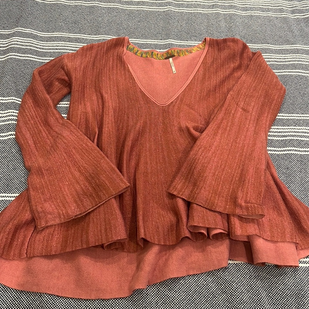 FREE PEOPLE V-neck Knit Sweater - Rose pink - Size XS